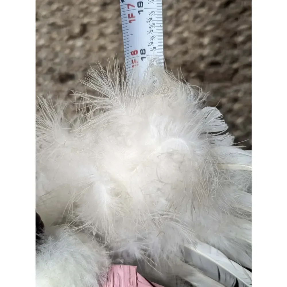 Christmas Pink Shabby Chic Faux Fur Feathers Victorian Angel Tree Topper 16